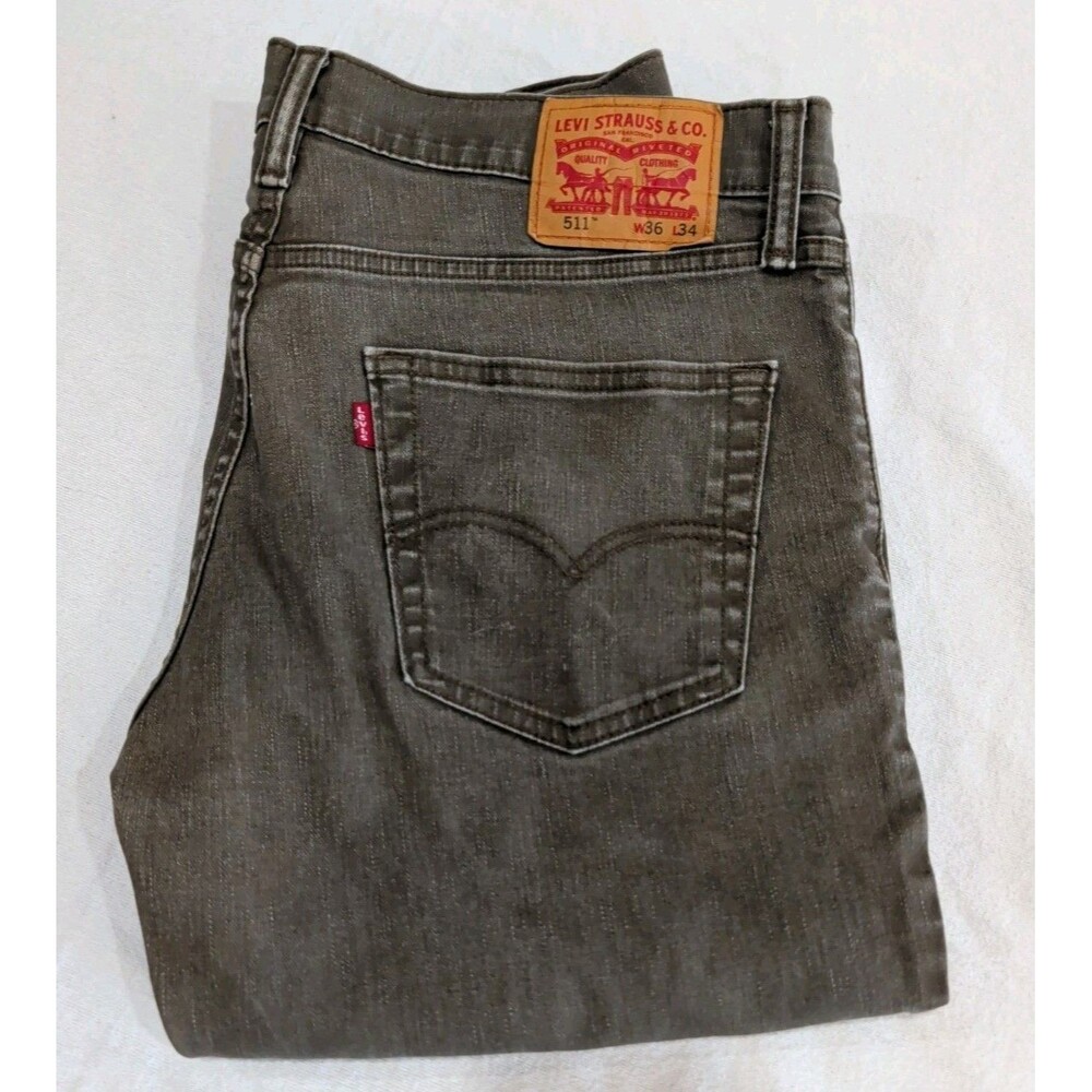 Levi's 511 Mens Size 36 X 34 Olive Green Straight Jeans